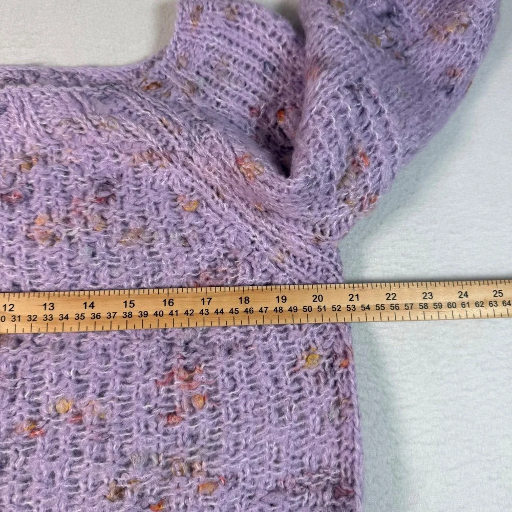Free People Cropped Sweater Womens M Purple Confetti Chunky Knit Boho Fairycore‎